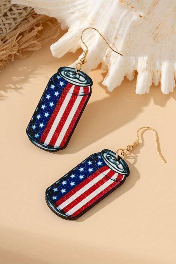 Fiery Red Flag Drink Can Pendant Hook Earrings