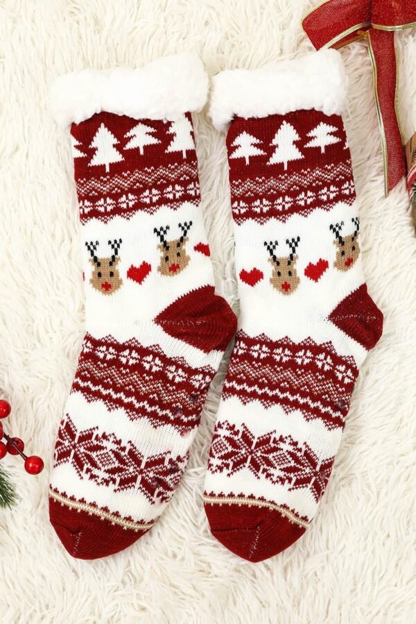 Fiery Red Cartoon Santa Claus Christmas Fleece Socks