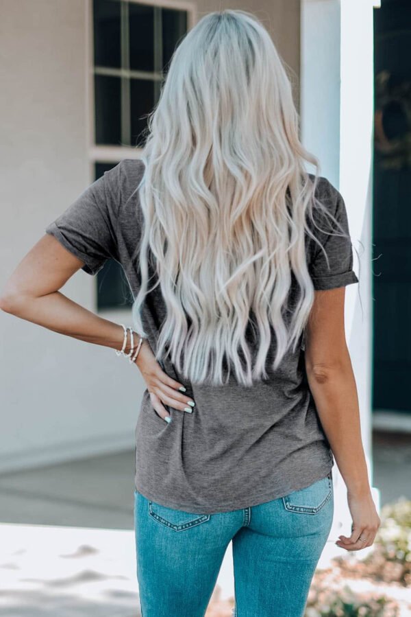 Gray Christmas Santa Hat Snowflake Letter Print Graphic Tee