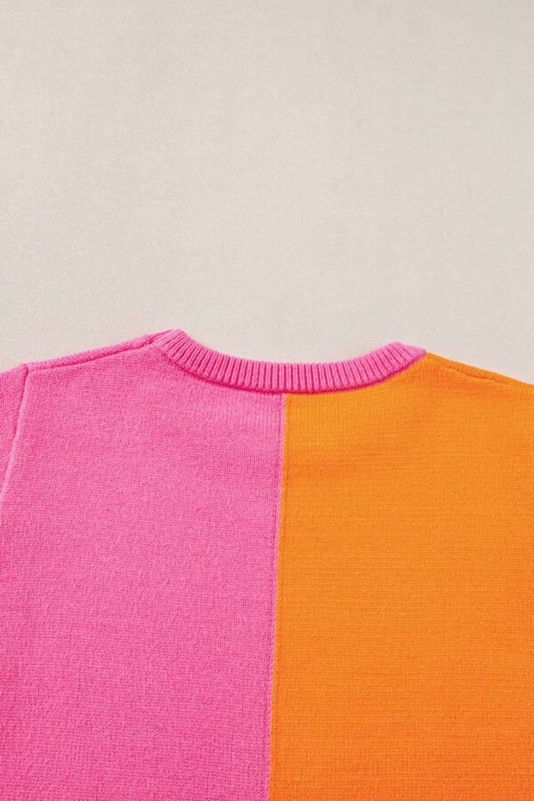 Flamingo 2-tone Color Block Knit Cap Sleeve Sweater Top