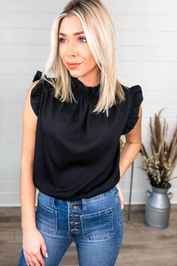 Black Flounced Tank Top