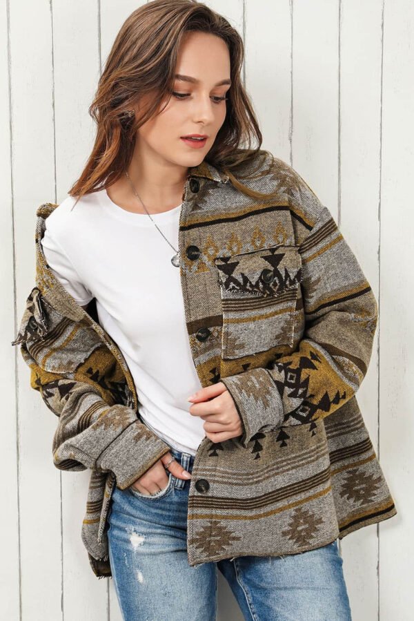 Brown Western Aztec Print Jacket