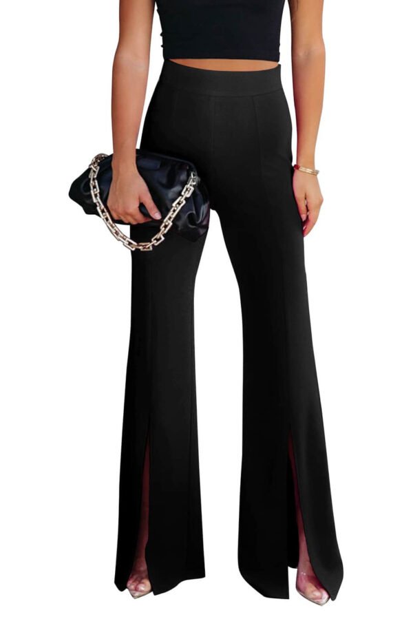 Black Split Hem High Waist Pants