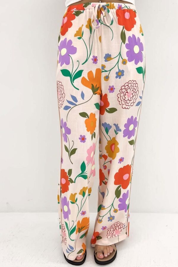 Orange Floral Printed Loose Pants