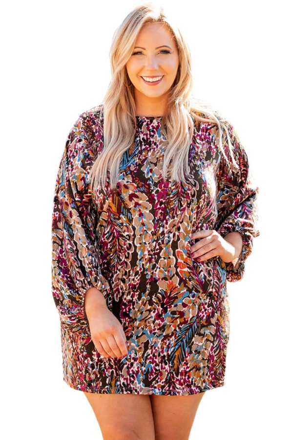 Plus Size Floral Print Mini Dress