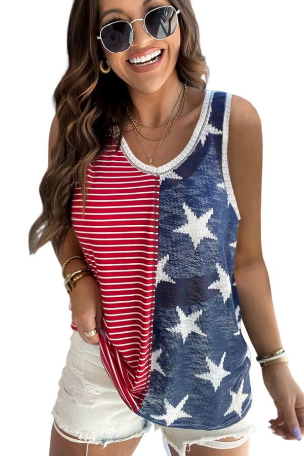 Red American Flag Stars and Stripes Tank Top