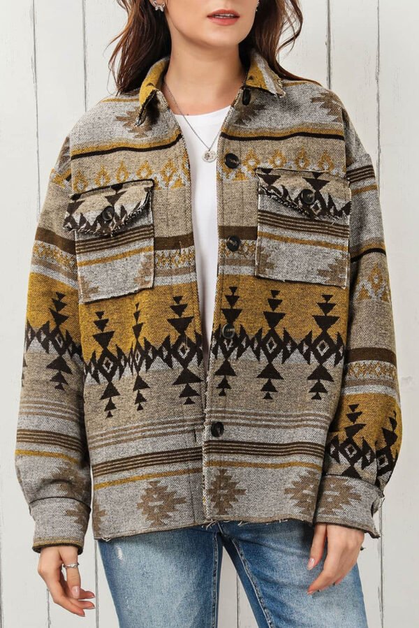 Brown Western Aztec Print Jacket