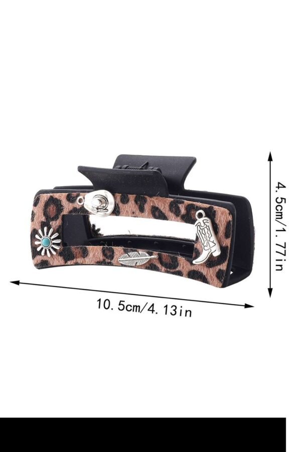 Chestnut Leopard Western Pattern DÃ©cor Square Hair Clip