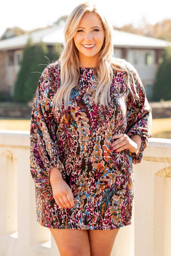 Plus Size Floral Print Mini Dress