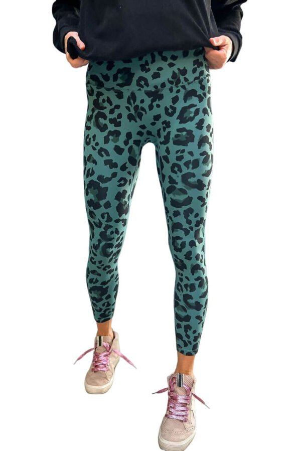 Green Classic Leopard Print Active Leggings