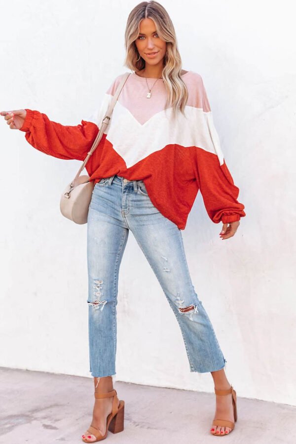 Orange Oversized Chevron Knit Top