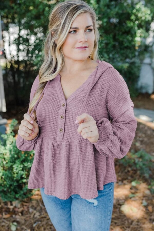 Plus Size Hooded Waffle Knit Top