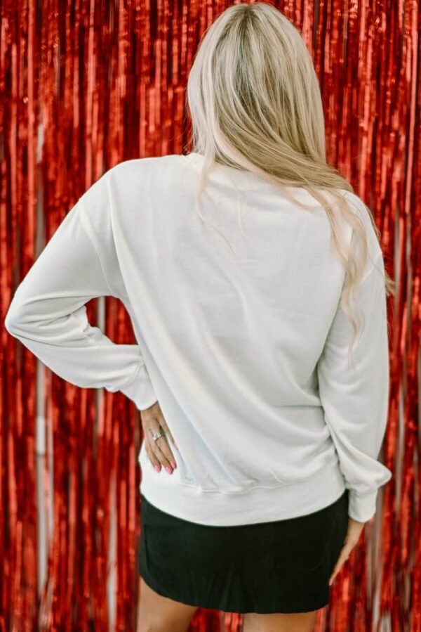 Beige Sequin Cheers Wineglasses Christmas Sweatshirt