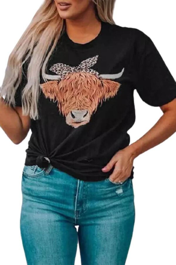 Cute Cattle Leopard O-Neck T-Shirt