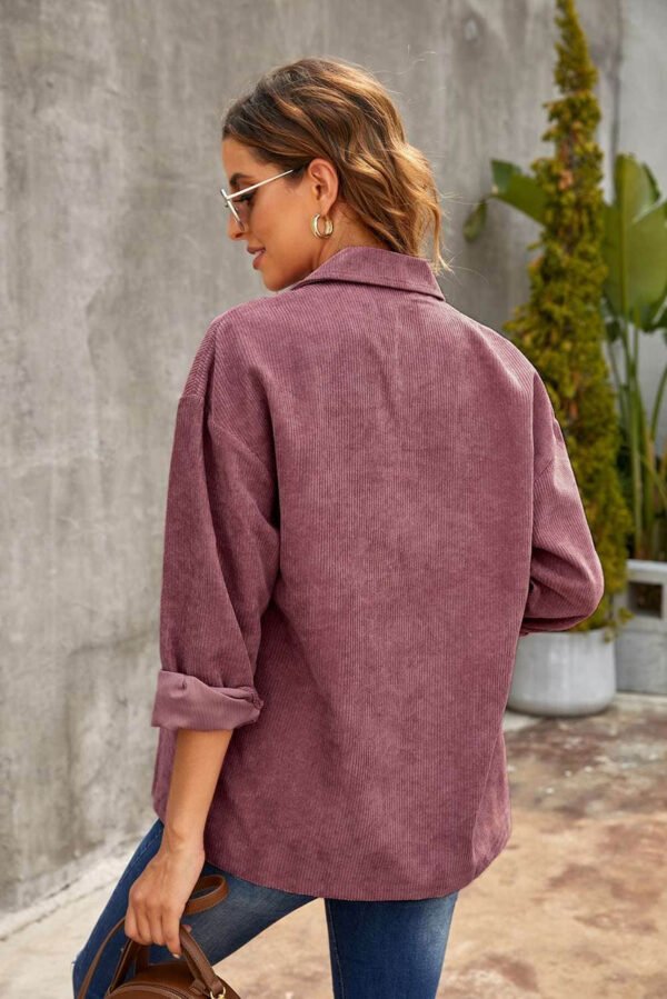 Corduroy Long Sleeve Button-up Shirt Coat