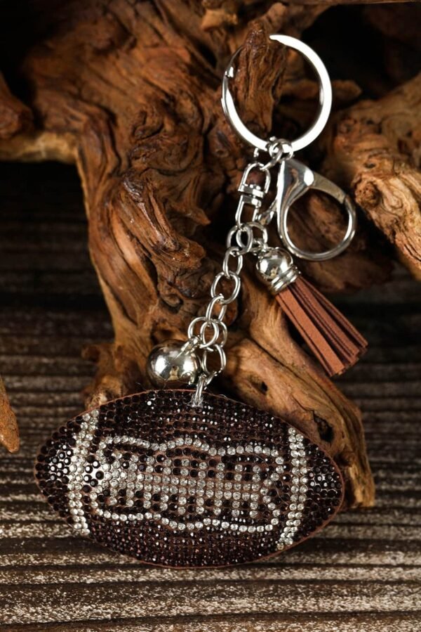 Coffee Rhinestoned Ball Pendant Tassel Key Chain