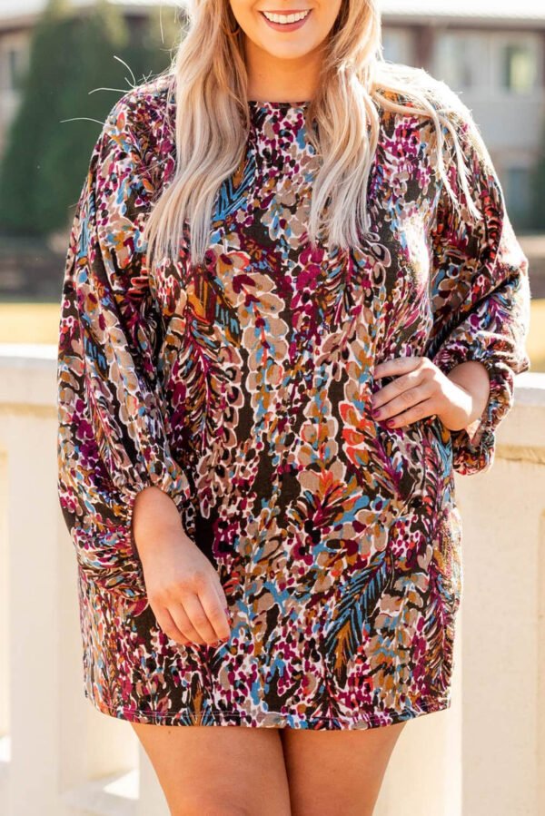 Plus Size Floral Print Mini Dress