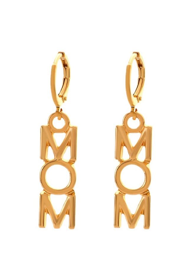 Gold MOM Letter Pendant Alloy Earrings