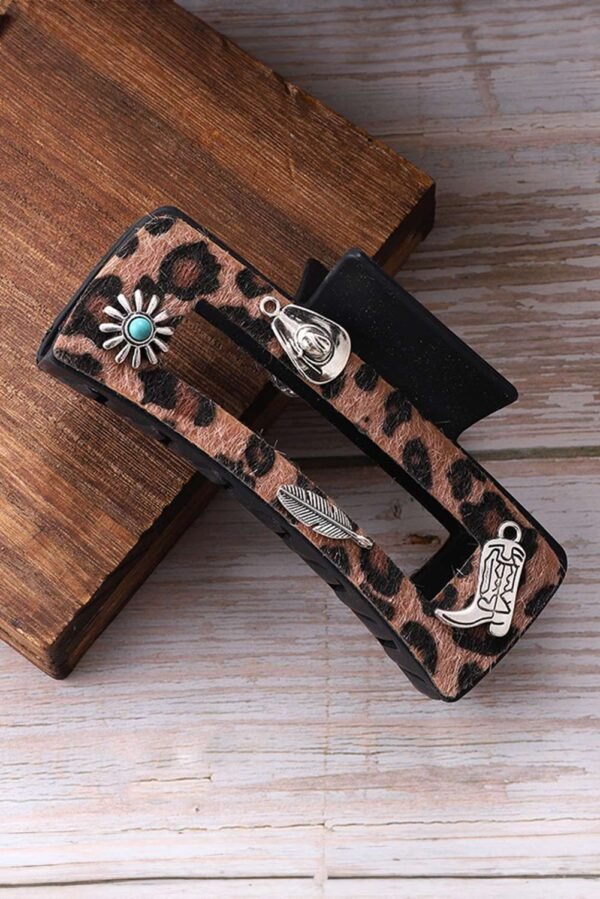 Chestnut Leopard Western Pattern DÃ©cor Square Hair Clip