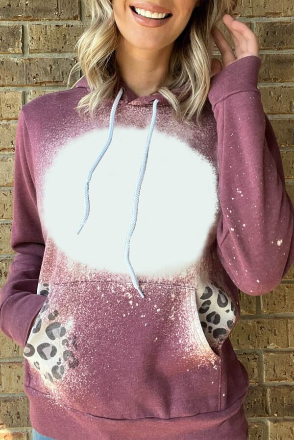 Leopard Tie Dye Print Kangaroo Pocket Pullover Hoodie