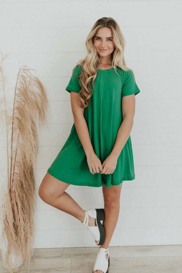 Bright Green Exposed Seamed T-shirt Dress