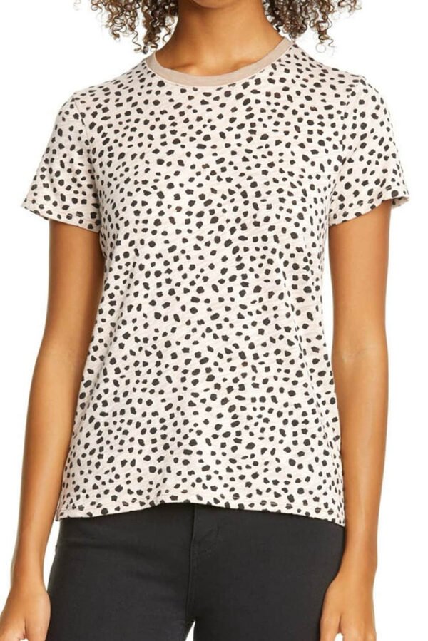 Apricot Cheetah Print O-neck Short Sleeve T Shirt