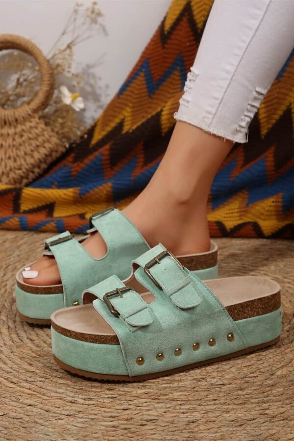 Suede Buckle Decor Footbed Sandal Slippers