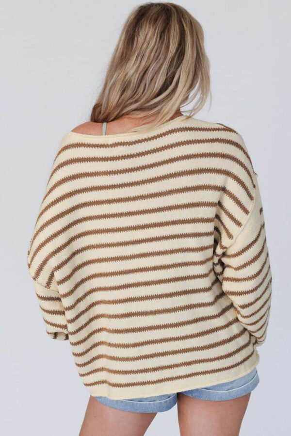 Yellow Striped Drop Shoulder Oversized Sweater