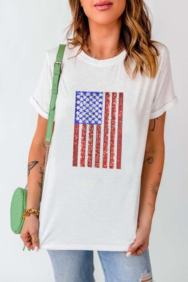 White Shimmery Flag Graphic Tee