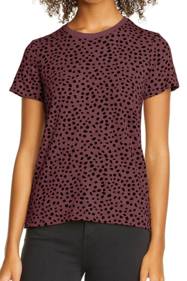 Red Cheetah Print O-neck Short Sleeve T Shirt