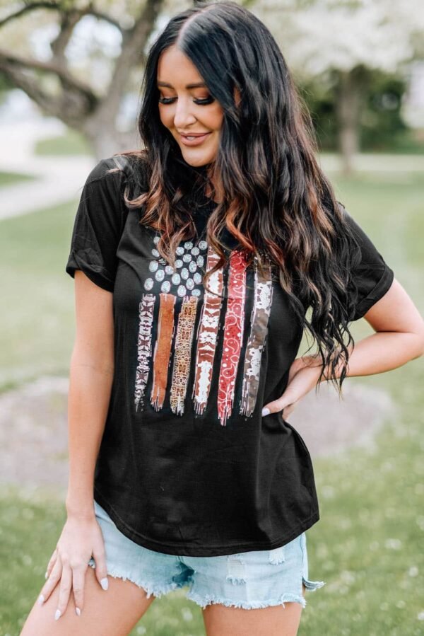 Black Western American Flag Graphic Tee