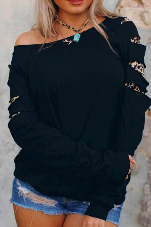 Leopard Insert Black Sweatshirt