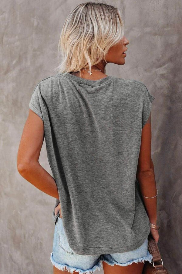 Gray Pocketed Tee with Side Slits