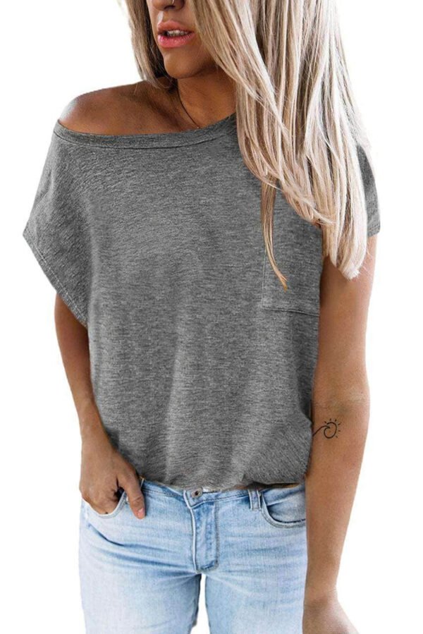 Gray Pocketed Tee with Side Slits