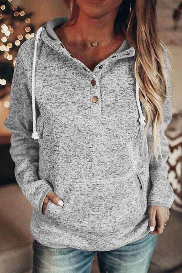 Pocket Design Buttoned Casual Hoodie