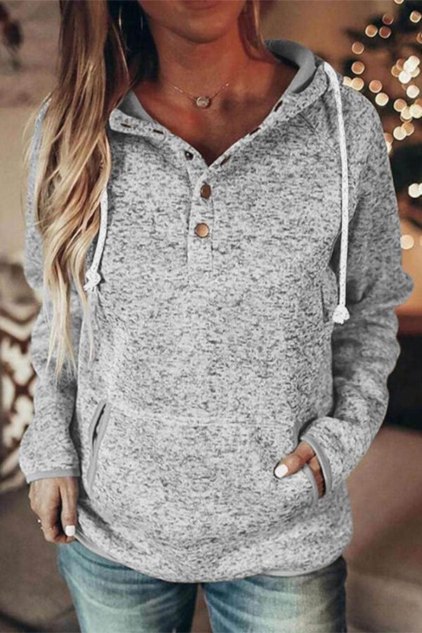 Pocket Design Buttoned Casual Hoodie