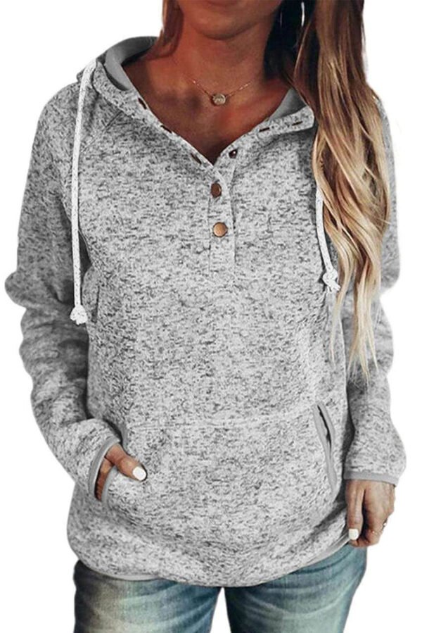 Pocket Design Buttoned Casual Hoodie