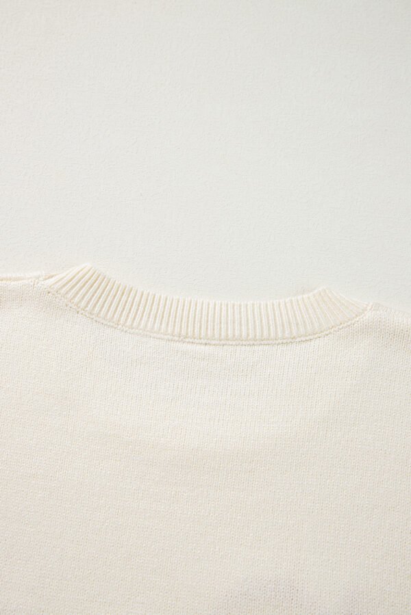 Apricot Boo Knitted Pattern Ribbed Edge Drop Shoulder Sweater