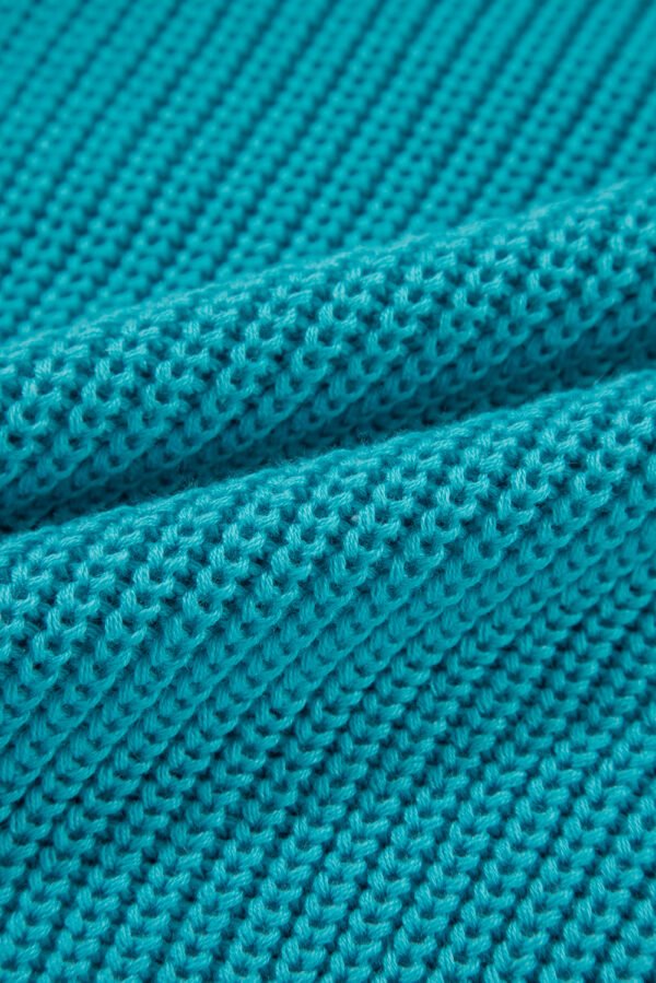 Turquoise Ruffled Eyelet Bubble Sleeve Sweater