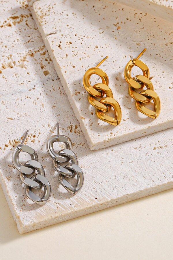 Gold Chain Link Plate Alloy Drop Earrings