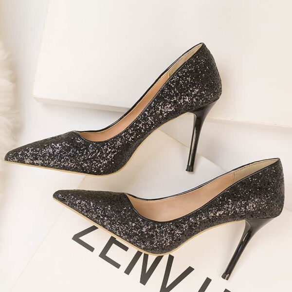 High-heeled shallow mouth pointed gradient sequins