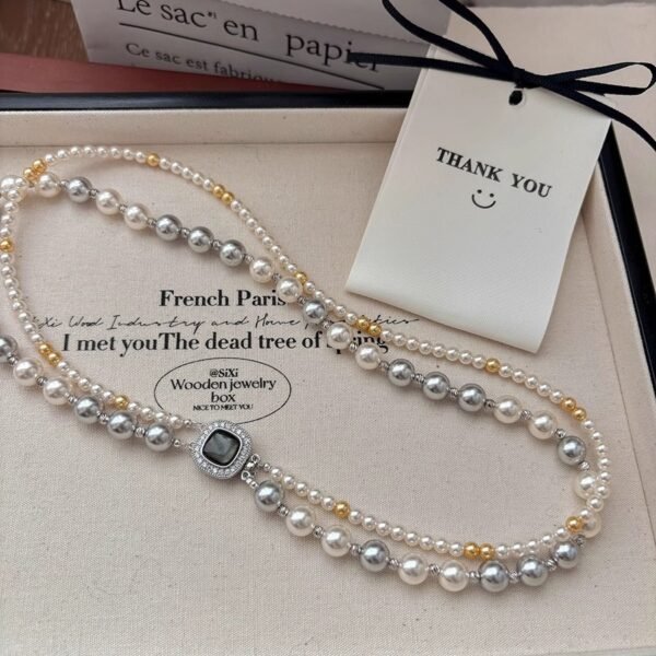 Micro-inlaid Square Dual-wear Double-layer Necklace