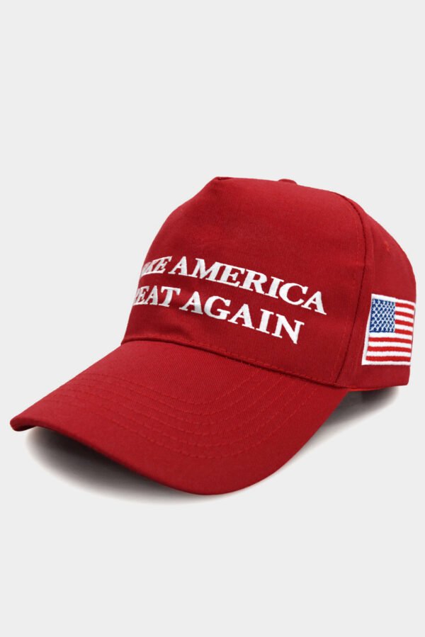 Fiery Red MAKE AMERICA GREAT AGAIN Flag Embroidered Baseball Cap