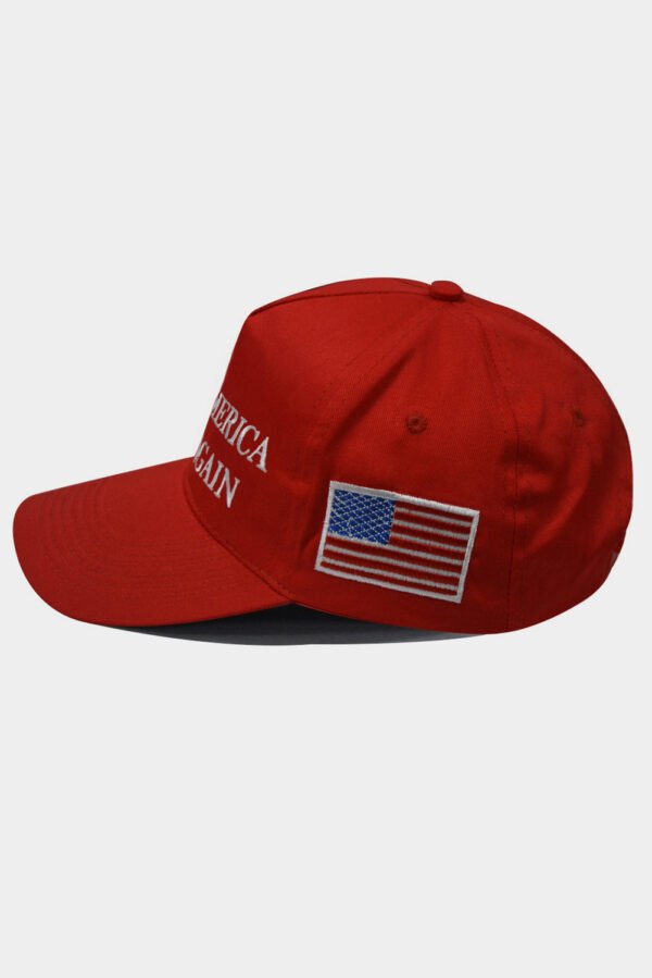 Fiery Red MAKE AMERICA GREAT AGAIN Flag Embroidered Baseball Cap