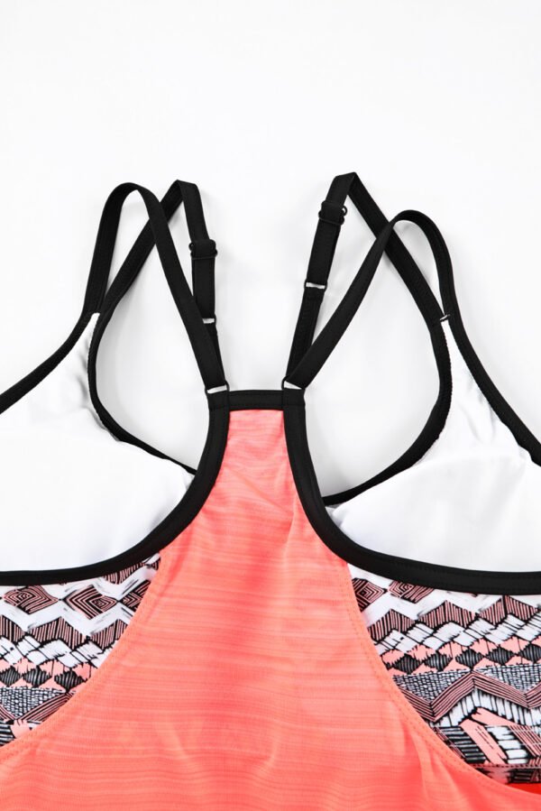 Pink Printed Lined Tankini Swimsuit