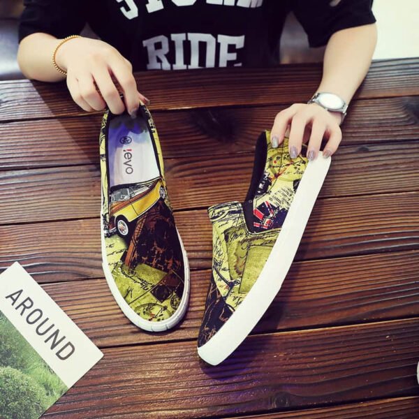 Graffiti Canvas Shoes Men’s Low-cut Korean Youth Men’s Shoes