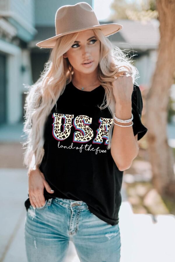 Black Leopard UAS land of the free Graphic T Shirt