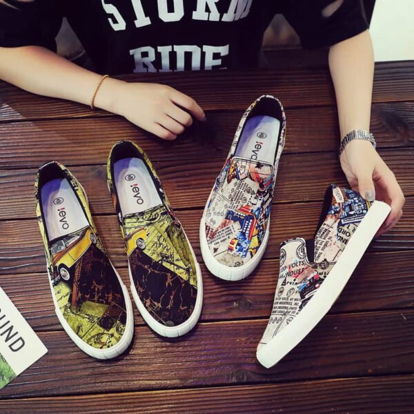 Graffiti Canvas Shoes Men’s Low-cut Korean Youth Men’s Shoes