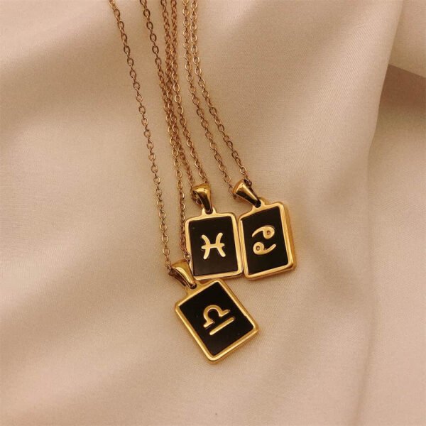 Square Plate Twelve Constellation Rune Necklace