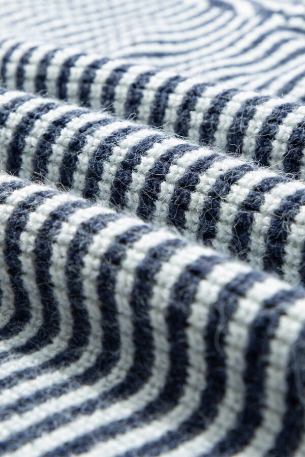 Sail Blue Striped Lantern Sleeve Drop Shoulder Cozy Sweater